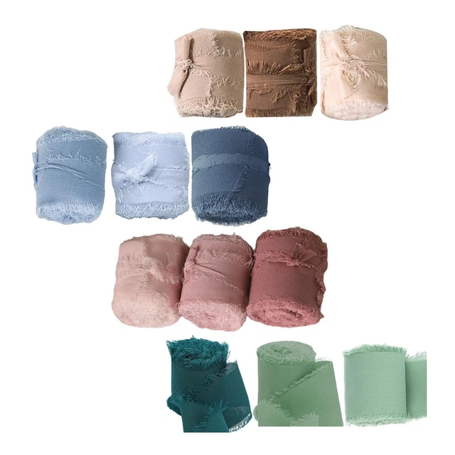 3 Rollen Chiffon-Seidenband 2" x 5yd für Hochzeitseinladungen DIY Handwerk