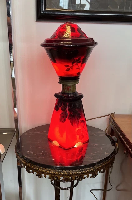 Art Deco Cameo Lamp Attr ; Muller Freres