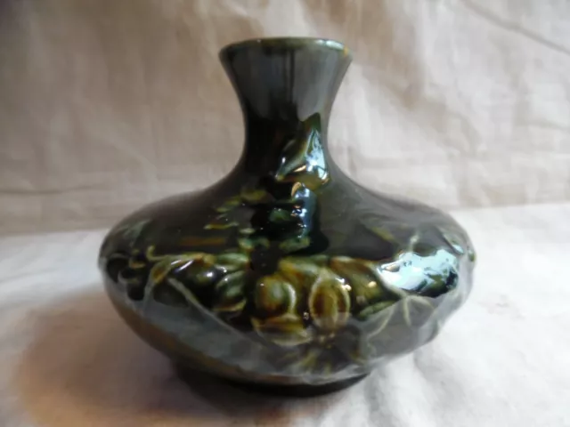Vintage Majolica Vase With Molded Flower Design