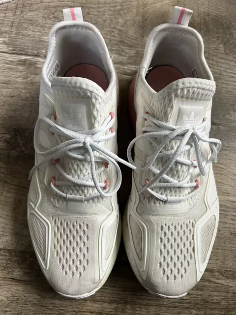 WOMAN S ADIDAS ZX 2K Boost White Pink Size 8.5 Preowned Great