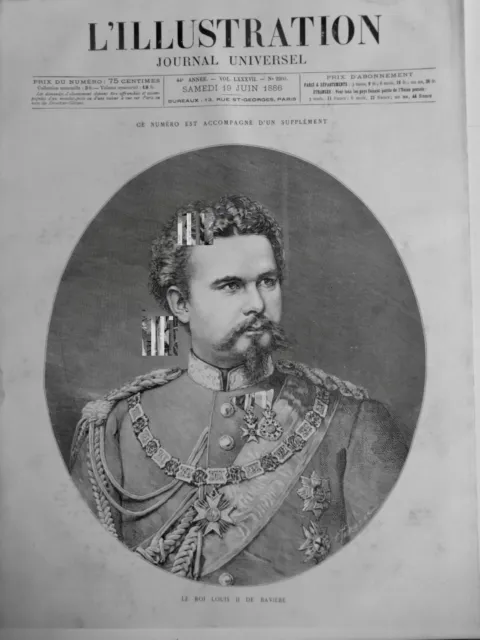 1886 Baviere Roi Louis Ii Chateaux Royaux 3 Journaux Anciens