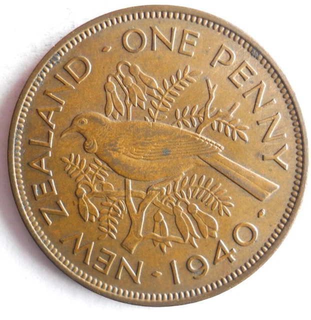 1940 NEW ZEALAND PENNY - Excellent Coin - FREE SHIP - Premium Bin 10