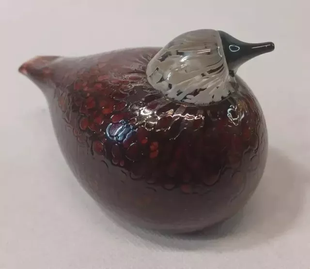 Iittala Oiva Toikka Nuutajarvi Rosy Finch Glass Bird Signed RARE