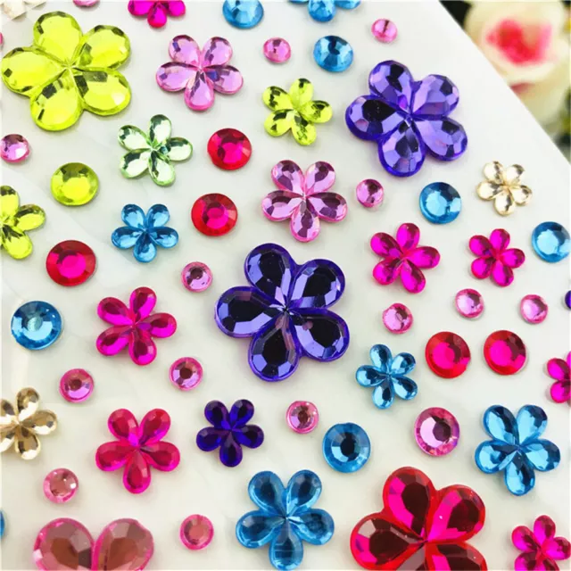 Self Adhesive Glitter Flower Crystal Gems Jewel Diamond Sticker Rhinestone D_7H 2