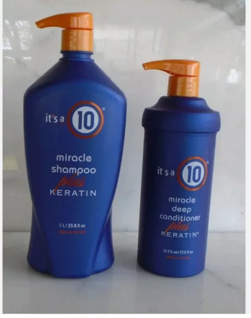 It's A 10 Miracle Shampoo Plus Keratin Shampoo 33.8oz- Deep Conditioner 17oz DUO