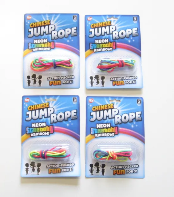 4 New Chinese Jump Ropes Multi Colored Neon Elastic Jump Rope Classic Toy