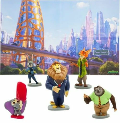 DISNEY STORE ZOOTOPIA Figure Play Set Judy Hopps Nick Wilde Flash Mayor ...