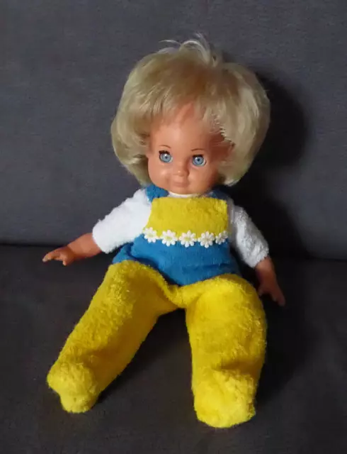 Schildkröt Schlummerle Puppe*blond*Schlafaugen*Kleidung*30cm*1978 Vintage