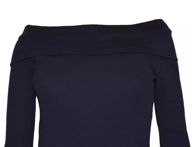 NWT BOBI Los Angeles Harbor Blue Off The Shoulder Stretch Thermal Top Size M 2