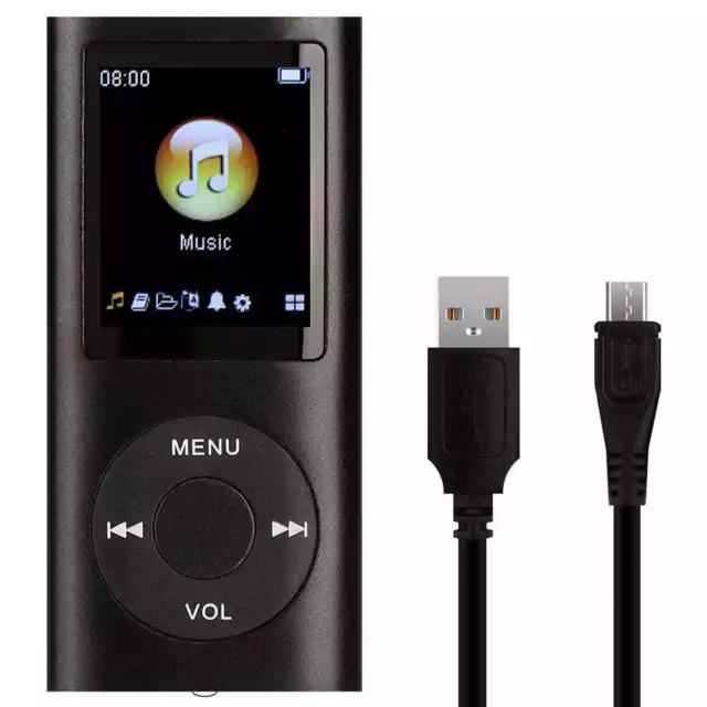 Baladeur MP3 MP4 Metal Musique Audio Video Radio Slot Carte Micro SD Noir Metal