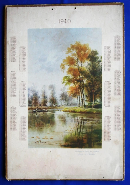 CALENDRIER 1940 LE Canal D 'ille-et-Rance Aquarelle DUDORET Rennes St ...