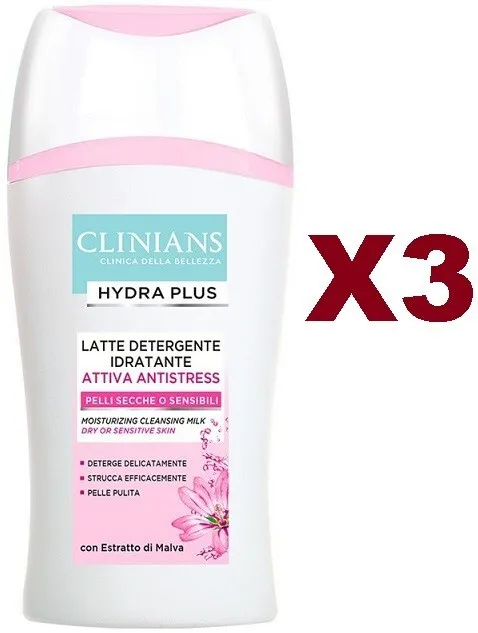 3Pz Clinians Latte Detergente Idratante Attiva Antistress Pelli Sensibili 200Ml