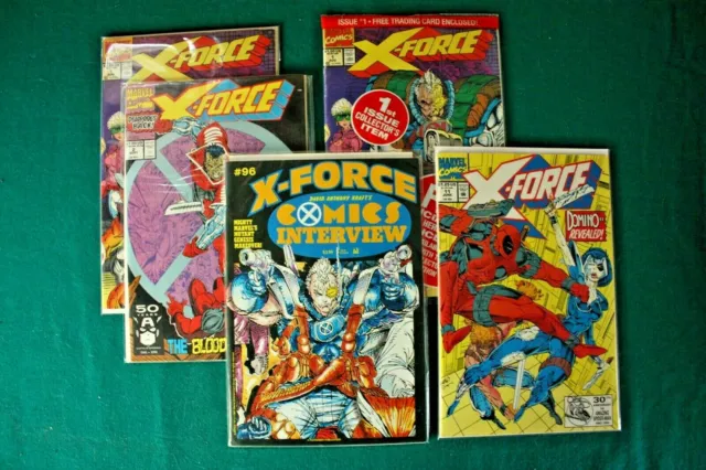 X-Force Key Lot of 5 -  #1 Polybagged (Deadpool), #2, #11,  Comics Interview #96