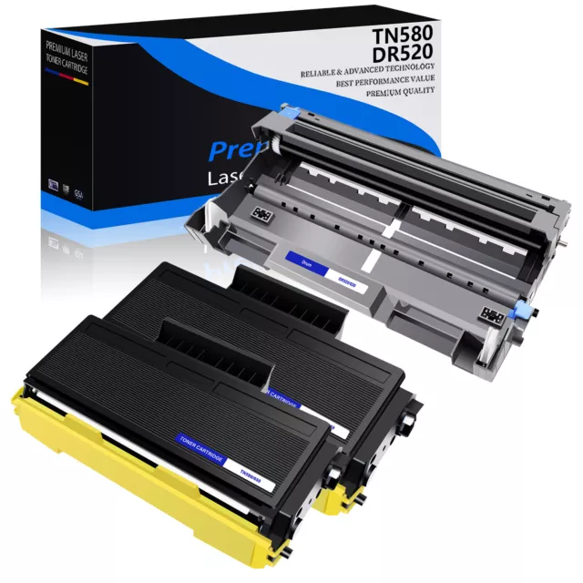 2PK TN580 Toner + 1PK DR520 Drum For Brother HL-5240 5250DN MFC-8460N DCP-8060