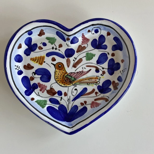 Ceramiche D'Arte Deruta Sambuco Mario Hand-Painted Rooster Heart Shaped Plate