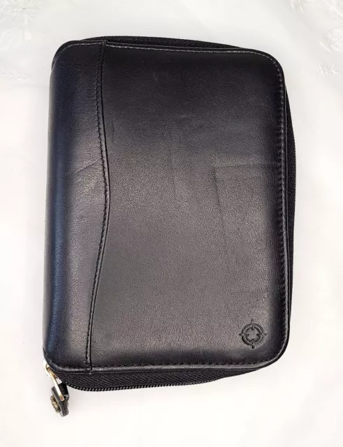 Franklin Covey Spacemaker Zip Pocket Planner Case 6 Ring Black Leather 1996 USA