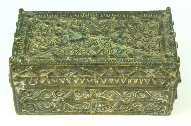 ! Antique 19th c. Mindanao, Philippines Betel Nut Box, Very Ornate HEAVY Brass