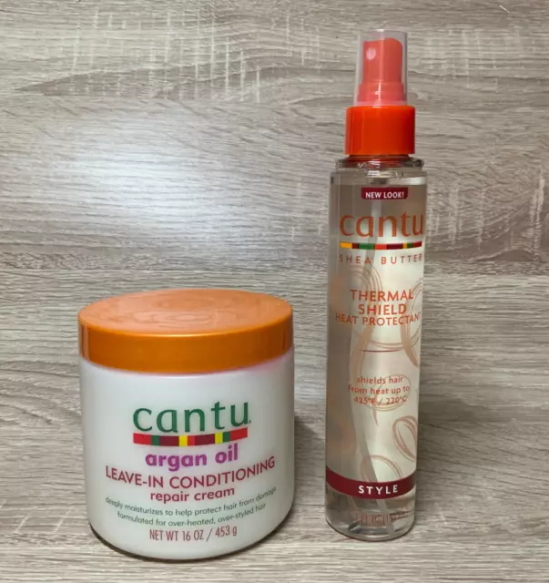 CANTU Crème Réparatrice à l'Huile d'Argan + Thermo-protecteur en spray