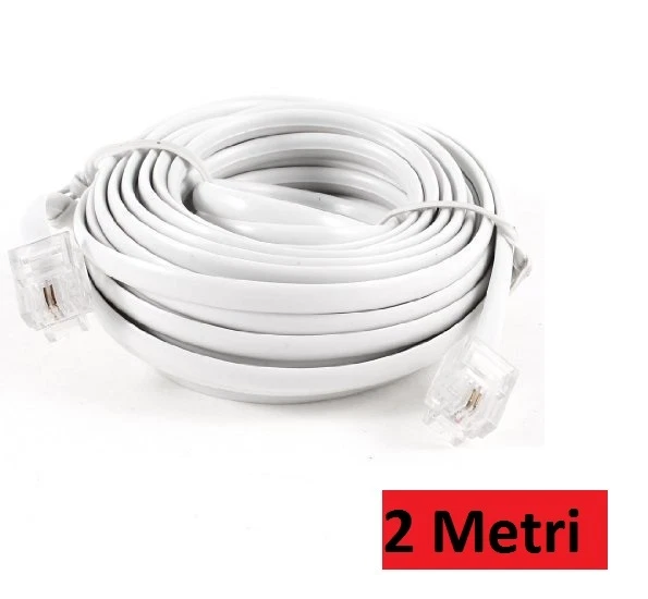 EXTENSION CÂBLE TÉLÉPHONIQUE Telephone Câble 2 M RJ11 Connecteur Fiche ...
