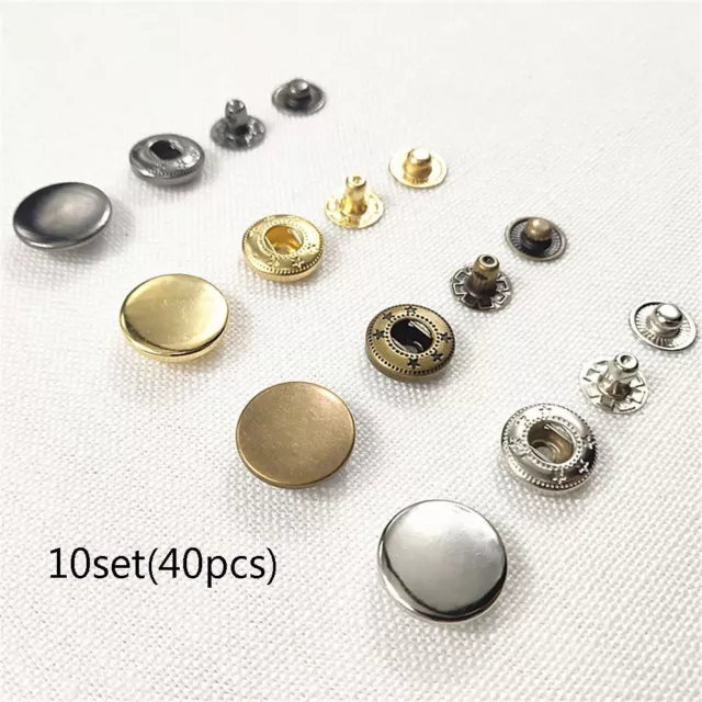 10set (40pcs) Diy Scrapbooking Metal Fasteners  Round Press Button Snap Buttons