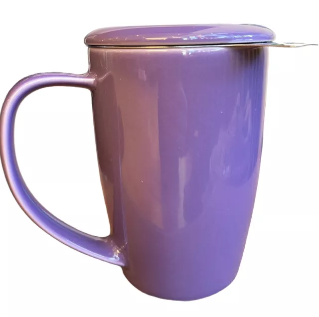 FORLIFE Curve Tall Tea Mug with Infuser and Lid 15 ounces Purple