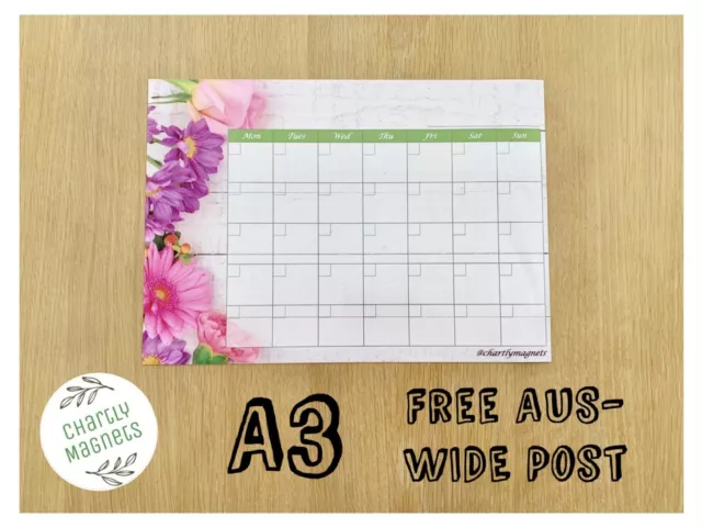 Floral Design Calendar / Remember Fridge Magnets A3 A4 A5 Family Whiteboard