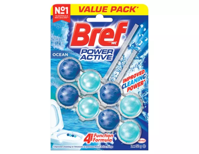 Bref Blue Active Ocean Breeze Rim Block Toilet Cleaner (2x50g)100g Bref