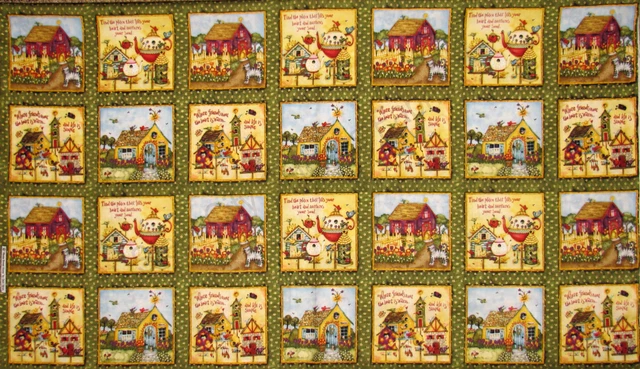 Primitive Country Birdhouse Bird Cotton Fabric SPX Home Sweet Home 24"X44" PANEL
