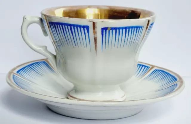D0505 - Antike Porzellan Tasse  KPM - Blaue Bemalung  & Golddekor - Zepter Marke