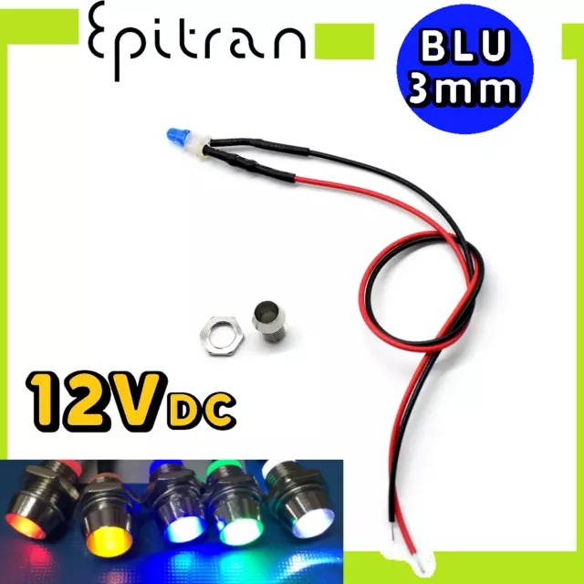 SPIA INDICATORE LED Blu 12V 3mm 6mm luminosa da pannello auto moto cromata  cavo EUR 1,89 - PicClick IT