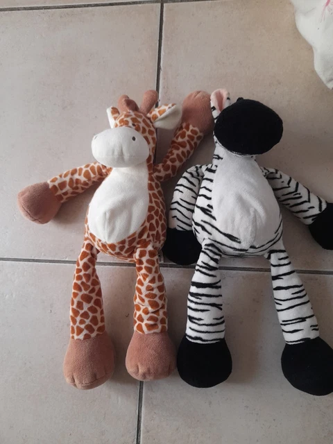 Lot De 2 Doudous Peluches Nicotoy- Zebre Et Girafe