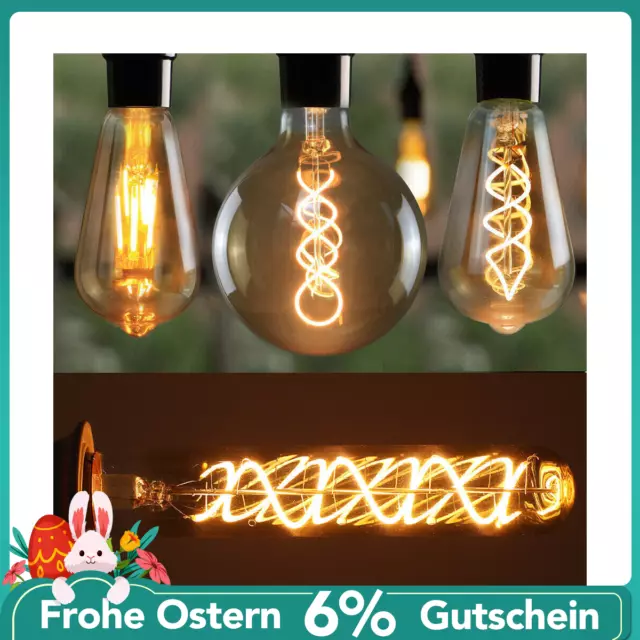 E27 Edison Vintage LED Lampe Filament Nostalgie Glühbirne Retro Bulbs Warmweiß