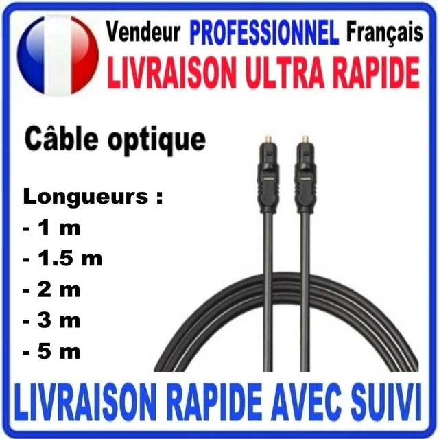 Cable Optique Audio Numerique Digital Toslink  Fibre Optique Mâle Mâle