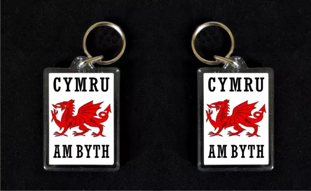 Cymru am Byth & Welsh Dragon - Acrylic keyfob