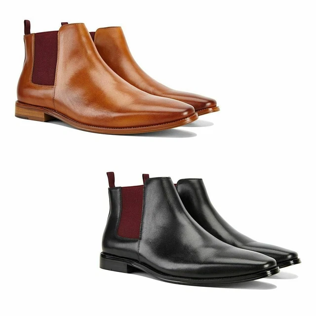 JULIUS MARLOW PHRASE Boots Leather Work Black Cognac Men Mens Slip On