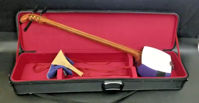 Shamisen Japonais Traditionnel Musical Instrument avec Étui Et en Bois Bachi