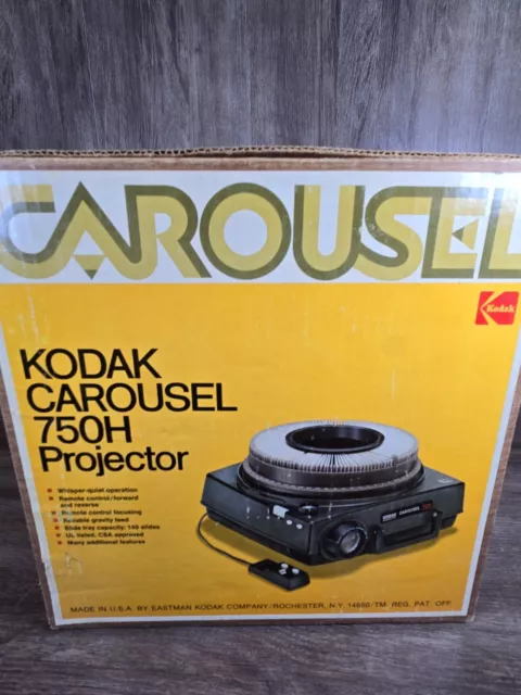 Vintage Kodak Carousel 750H Slide Projector Box Manual Remote NOS Never Opened