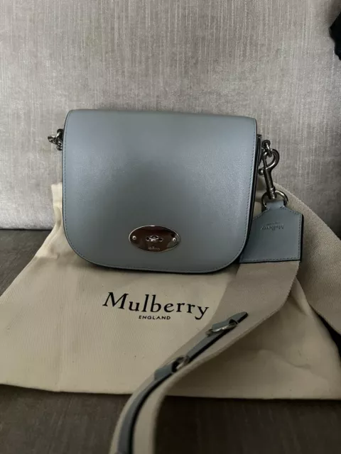 MULBERRY SMALL DARLEY leather Satchel With Canvas Strap In Cloud