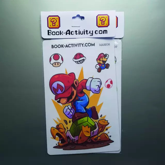 5 stickers de mario tout mignon | planche de 11 sur 17 cm