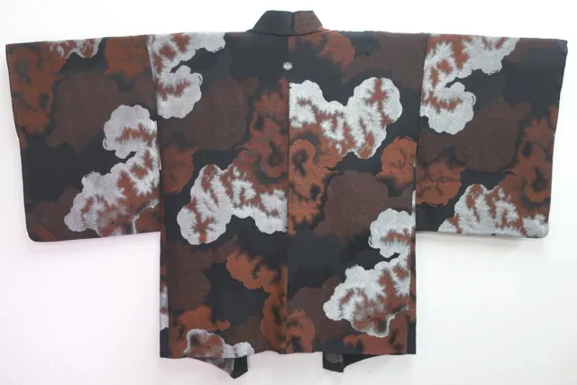 8425E1 Silk Vintage Japanese Kimono Haori Jacket Cloud Urushi