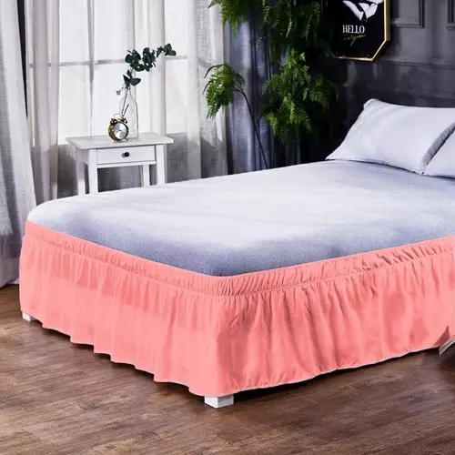 Falda de cama plisada sin superficie banda elástica individual Queen King decoración a prueba de polvo
