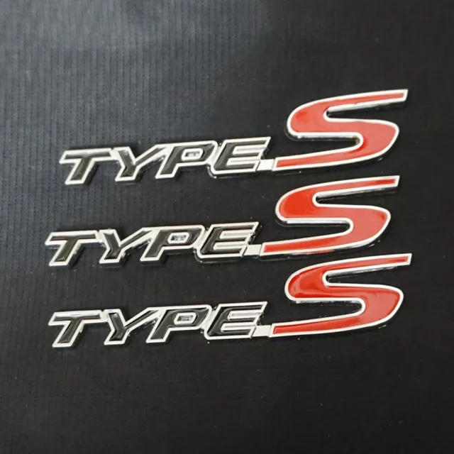 3x TYPE-S Black Red Chrome Metal Sticker Emblem Badge Decal Engine Car Turbo 260