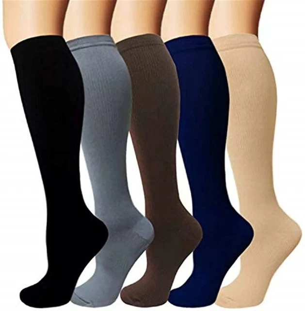 Juego de 5 pares de medias de compresión medias de trombosis calcetines de compresión medias de soporte