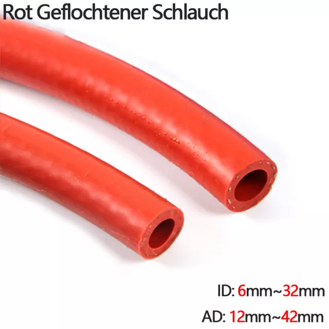 Rot Verstärktes Geflochtene Silikonschlauch Hoch Dampf/Luft/Wasserrohr 6mm~32mm