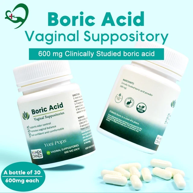 (30 unidades) Supositorios vaginales bóricos alivio de la vaginosis bacteriana bórica