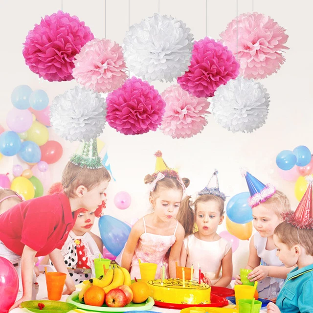 9PCS Tissue Hanging Paper Pom-poms Flower Ball Wedding Party Outdoor Decoration