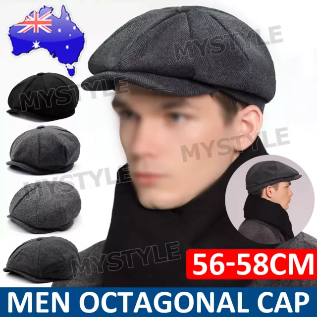 Men's 8 Panels Newsboy Flat Cap Boy Golf Beret Hat Baker Peaky Blinders Driving