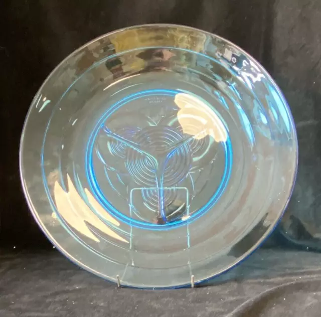 Blue Turquoise Glass Bowl Large 40cm Art Deco Val St Lambert 2