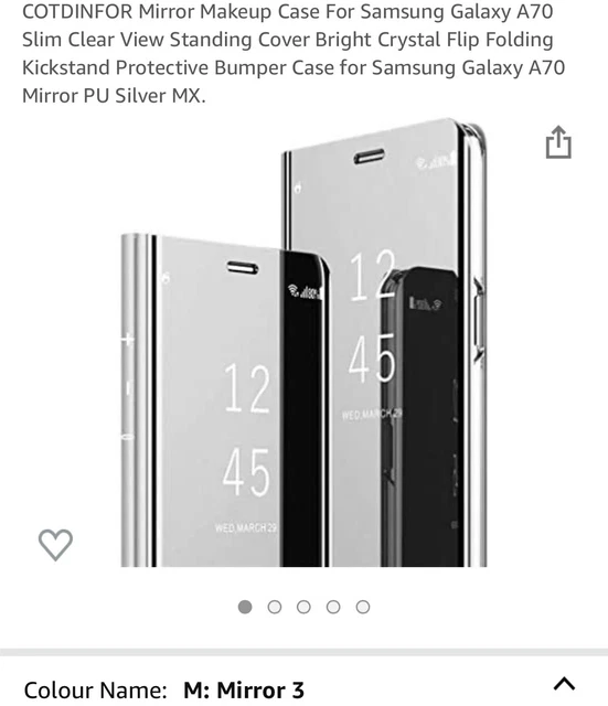 Mirror Makeup Case For Samsung Galaxy A70 Slim Clear View Standing Cover