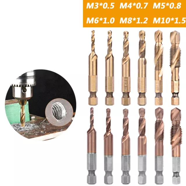 M3 M4 M6 M8 M10 Combined HSS-Co Machining Drill Bits Machine Taps 1/4" Hex Shank